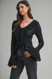 Romance Ruffle Tie Top (Black)