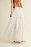 Beaded Drawstring Tiered Maxi Skirt