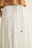 Beaded Drawstring Tiered Maxi Skirt