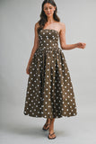 Margot Polka Midi Dress (Brown)