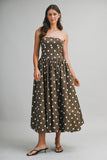 Margot Polka Midi Dress (Brown)