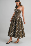 Margot Polka Midi Dress (Brown)