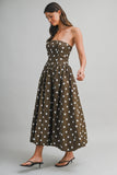 Margot Polka Midi Dress (Brown)