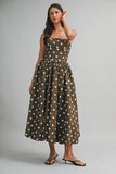 Margot Polka Midi Dress (Brown)