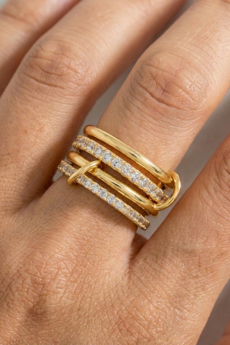 Gold Dipped Pave Linked Band Rings