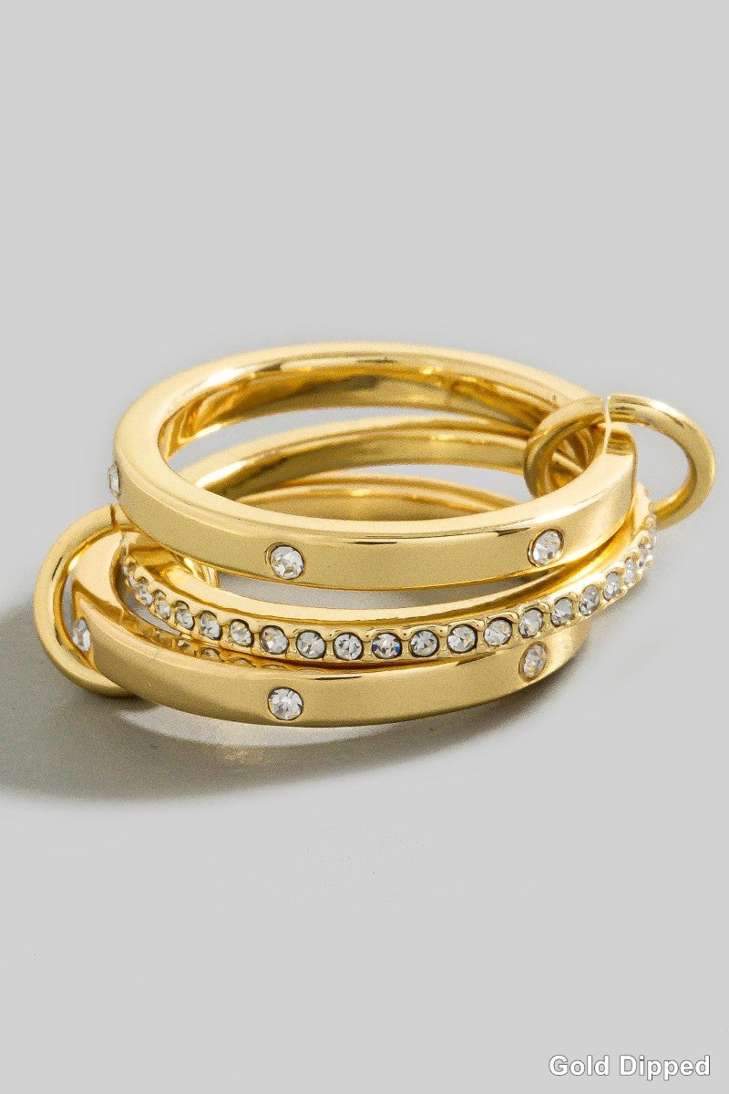 Gold Dipped Linked Studded Band Rings