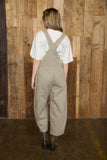 Wide Leg Cropped Overalls (Stone)