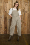Wide Leg Cropped Overalls (Stone)