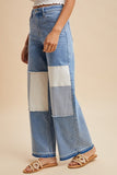 Comfort Stretch Patchwork Wide Leg Jeans