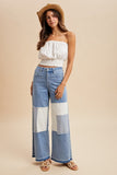 Comfort Stretch Patchwork Wide Leg Jeans