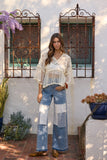 Comfort Stretch Patchwork Wide Leg Jeans