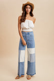Comfort Stretch Patchwork Wide Leg Jeans