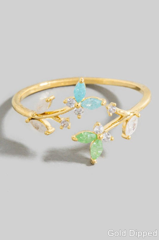 Gold Dipped Butterfly Twist Open Ring