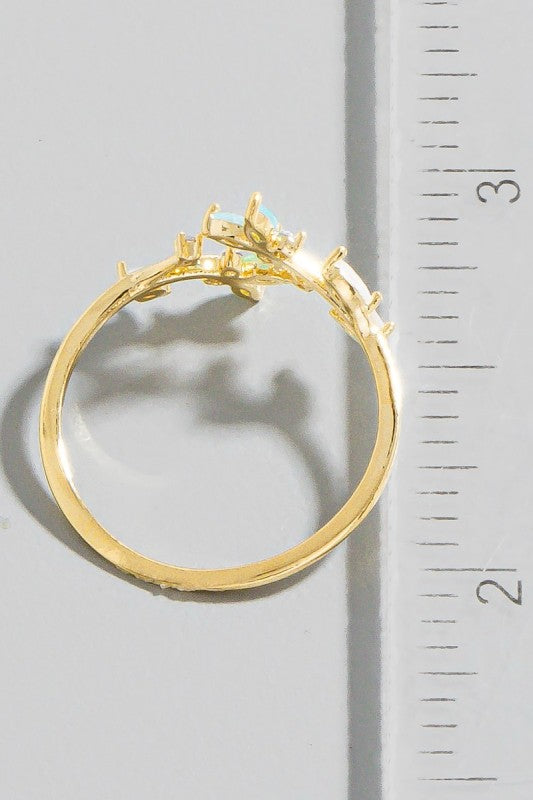 Gold Dipped Butterfly Twist Open Ring
