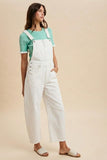 Annie Stretch Denim Barrel Overalls (White)