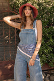 Annie Stretch Denim Barrel Overalls (Blue Denim)