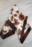 Brown Cow Print Square Bandana Scarf