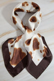 Brown Cow Print Square Bandana Scarf