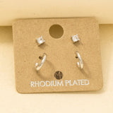 Mini Four Piece Post Stud Earrings (Silver)