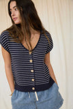 Ivy Short Sleeve Cardigan (Navy)