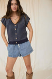 Ivy Short Sleeve Cardigan (Navy)