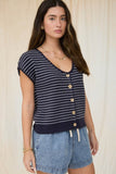 Ivy Short Sleeve Cardigan (Navy)