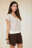 Ivy Short Sleeve Cardigan (Brown)