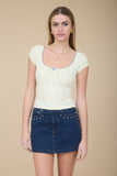 Braxtyn Floral Trim Detail Top (Butter Yellow)