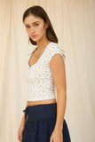 Braxtyn Floral Trim Detail Top (Ivory)