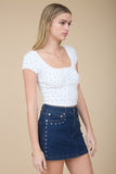 Madison Front Ribbon Crop Top (Ivory Multi)