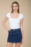 Madison Front Ribbon Crop Top (Ivory Multi)