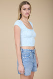 Madison Front Ribbon Crop Top (Blue Multi)