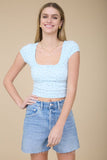 Madison Front Ribbon Crop Top (Blue Multi)