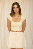 Madison Front Ribbon Crop Top (Butter Yellow Multi)
