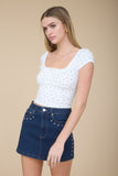 Madison Front Ribbon Crop Top (Ivory Multi)