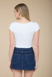 Madison Front Ribbon Crop Top (Ivory Multi)