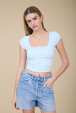 Madison Front Ribbon Crop Top (Blue Multi)