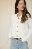 Aysha Collared Button Down Cardigan (Ivory)