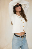 Aysha Collared Button Down Cardigan (Ivory)