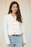 Aysha Collared Button Down Cardigan (Ivory)