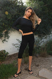 Marcelle Off-Shoulder Long Sleeve Top (Black)