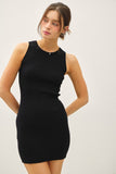 Britney Round Neck Tank Dress (Black)