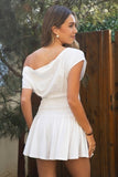 Asha Asymmetry Mini Dress (White)
