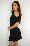 Asha Asymmetry Mini Dress (Black)