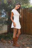 Asha Asymmetry Mini Dress (White)