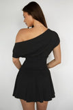 Asha Asymmetry Mini Dress (Black)