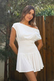 Asha Asymmetry Mini Dress (White)
