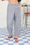 Stripe Pocket Detail Wide Leg Pants (Navy)