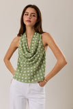 Polka Dot Cowl Neck Top