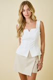 Anya Lace Trim Button Up Tank (Off White)